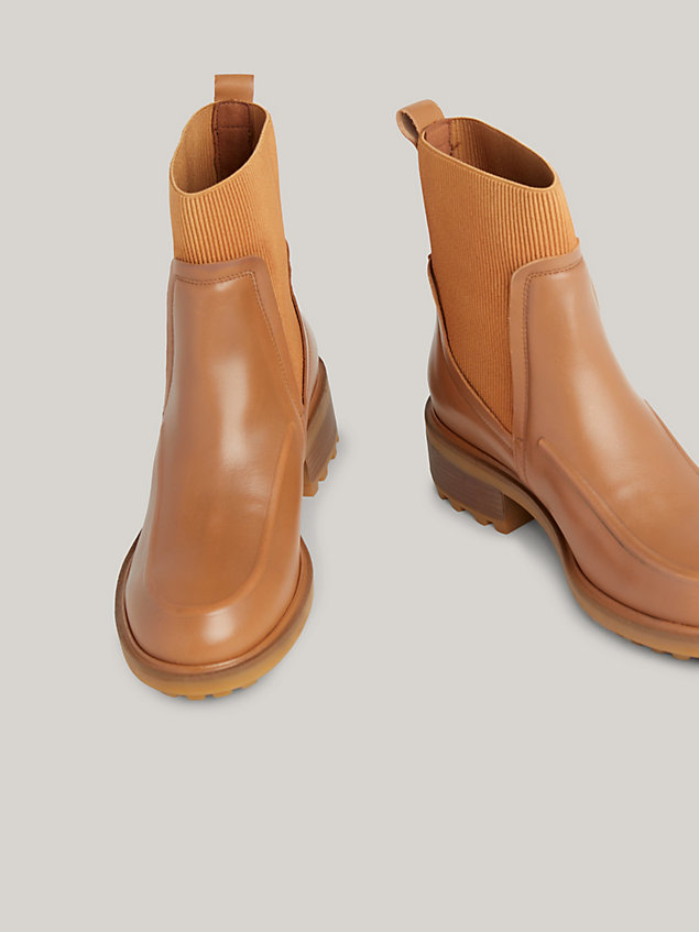 brown skórzane buty do kostki dla kobiety - tommy hilfiger