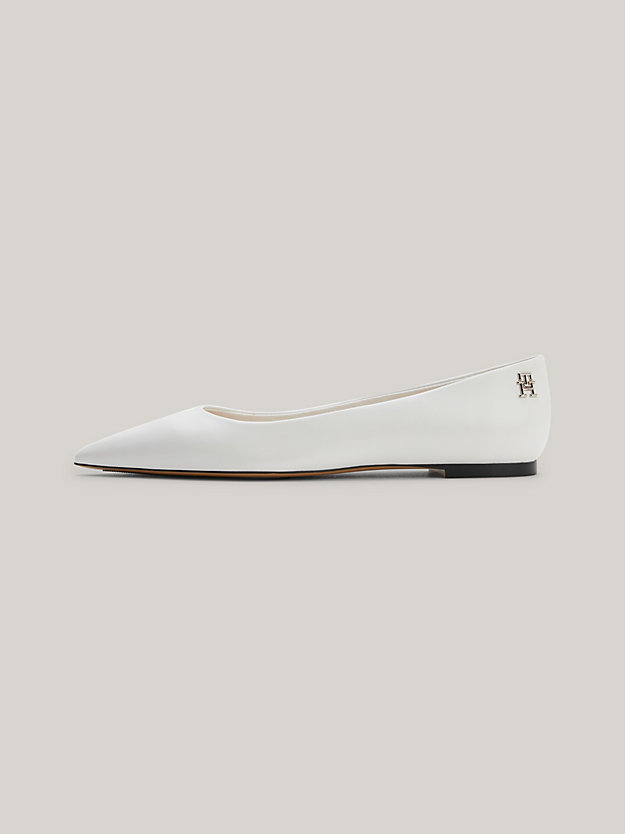 ECRU Leather Pointed Toe Ballerinas for women TOMMY HILFIGER