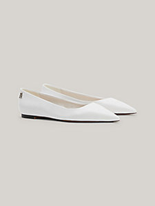 white leather pointed toe ballerinas for women tommy hilfiger