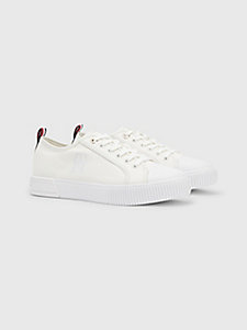 white denim signature detail trainers for women tommy hilfiger