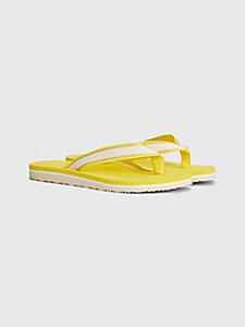 yellow metallic webbing flip-flops for women tommy hilfiger