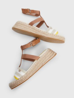 Sandales espadrilles compens es en crochet Kaki Tommy Hilfiger