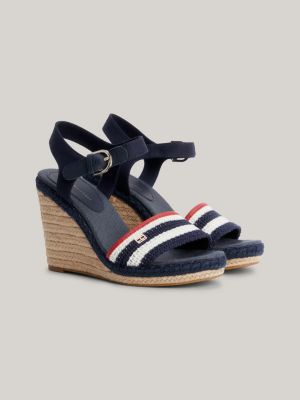 Poort Elegantie Pakistaans Espadrille met hoge sleehak en gehaakt bandje | BLAUW | Tommy Hilfiger