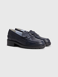 blue disney x tommy leather mickey loafers for women tommy hilfiger