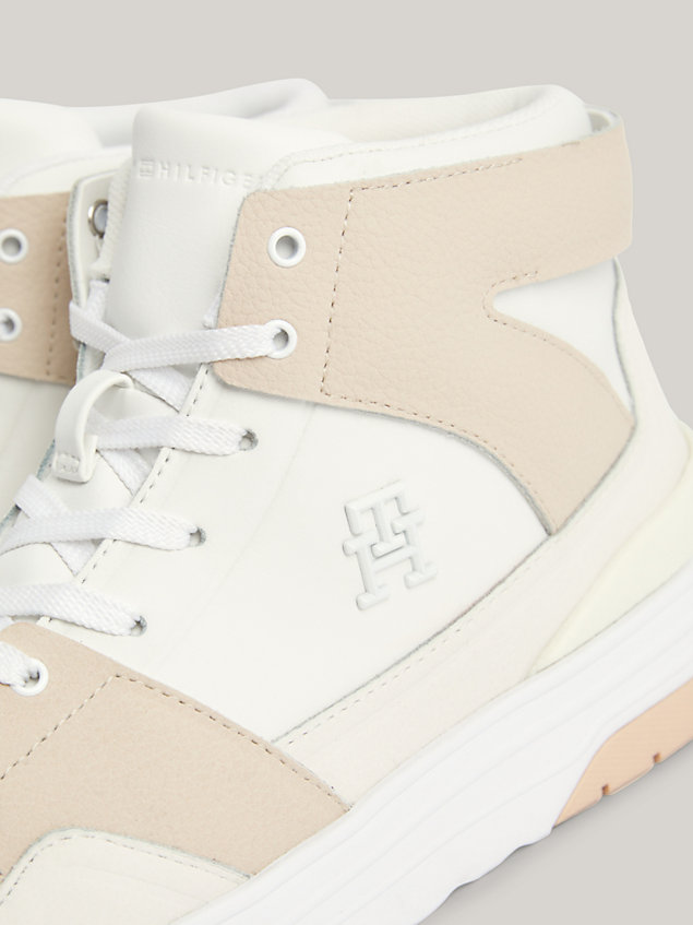 white th monogram high-top basketball trainers for women tommy hilfiger