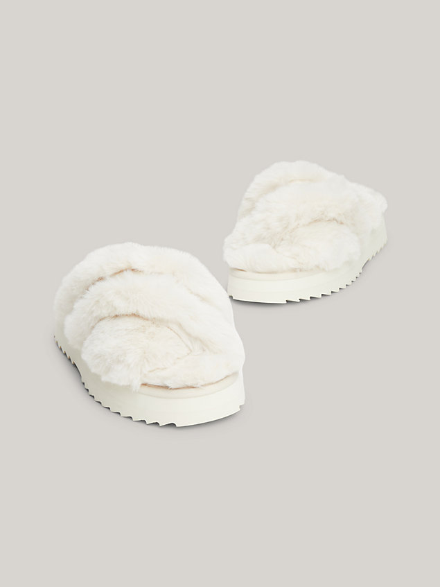 white premium pantoffel met getextureerde band voor dames - tommy hilfiger