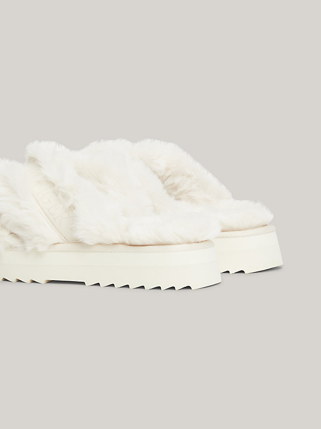 white premium textured strap slippers for women tommy hilfiger