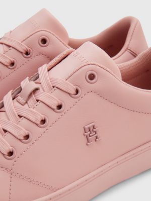 Exclusive Leather Monochrome Court Trainers | PINK | Tommy Hilfiger