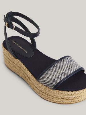 Leather Woven Flatform Sandals | Blue | Tommy Hilfiger