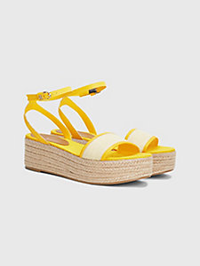 sandales compensées tissées en cuir jaune pour femmes tommy hilfiger
