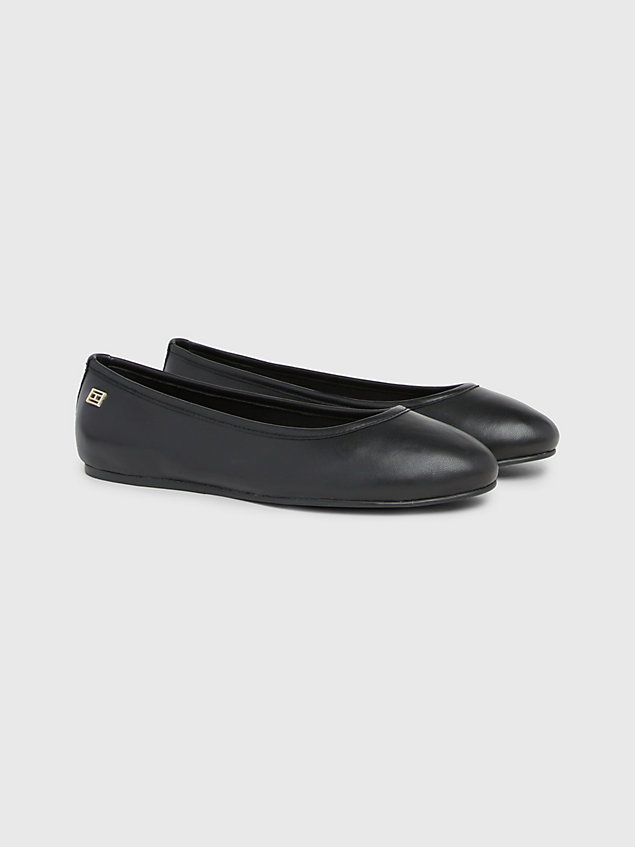 black essential chic leather ballerinas for women tommy hilfiger