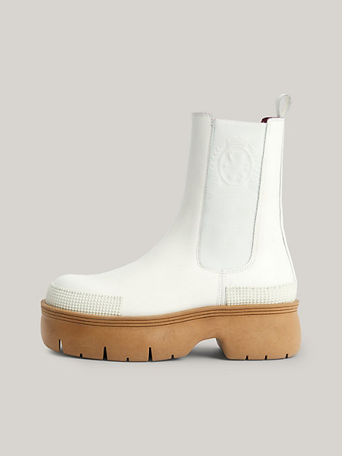 white crest leather chunky chelsea boots for women tommy hilfiger