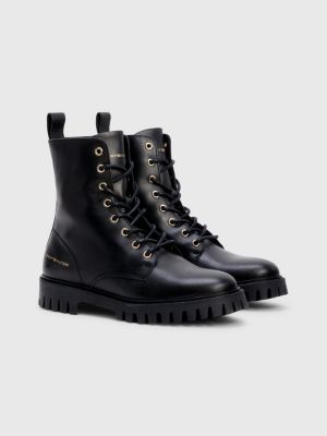 Bottines crant es en cuir lacets NOIR Tommy Hilfiger