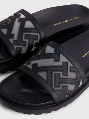 Tommy Hilfiger x Vacation Elevated Leather Flat Sandals | BLACK | Hilfiger