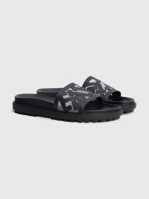 Tommy Hilfiger x Vacation Elevated Leather Flat Sandals | BLACK | Hilfiger