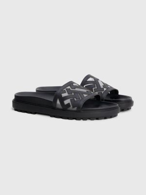 Sandales plates Elevated en cuir Tommy Hilfiger x Vacation NOIR