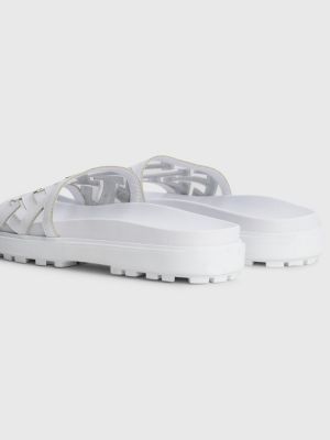 Sandales plates Elevated en cuir Tommy Hilfiger x Vacation Blanc