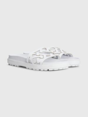 Sandales plates Elevated en cuir Tommy Hilfiger x Vacation Blanc