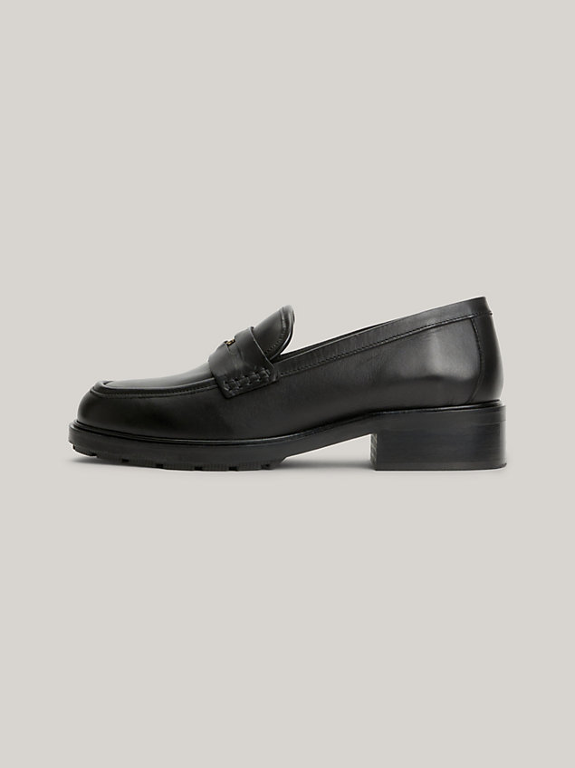 black iconic leather loafers for women tommy hilfiger