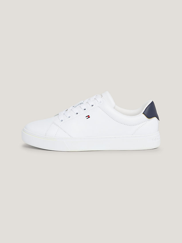 white essential leather flag cupsole trainers for women tommy hilfiger