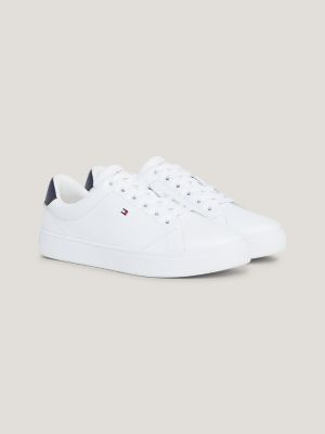 Essential Leather Flag Cupsole Trainers | WHITE | Tommy Hilfiger