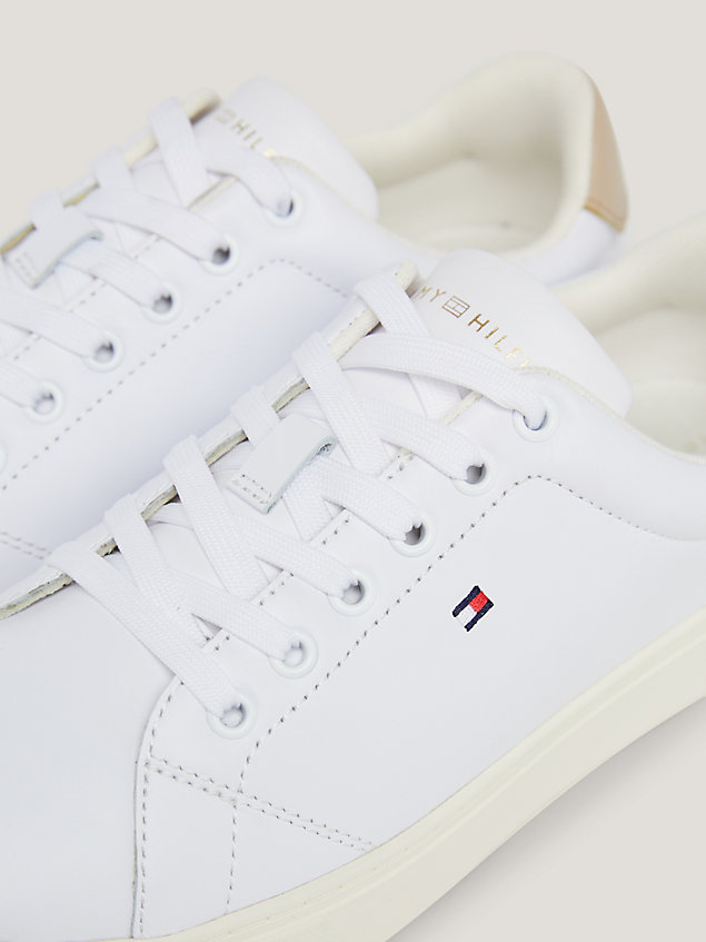 white essential leather flag cupsole trainers for women tommy hilfiger