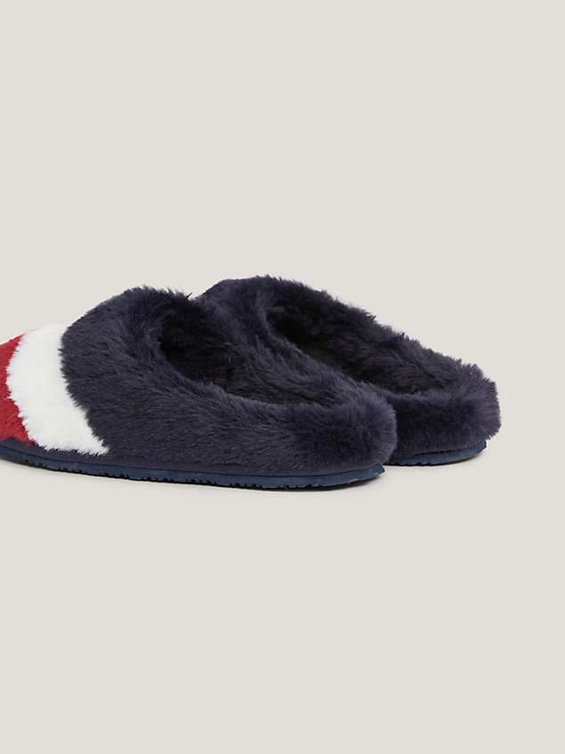 slippers iconiche in pelliccia sintetica blue da donna tommy hilfiger