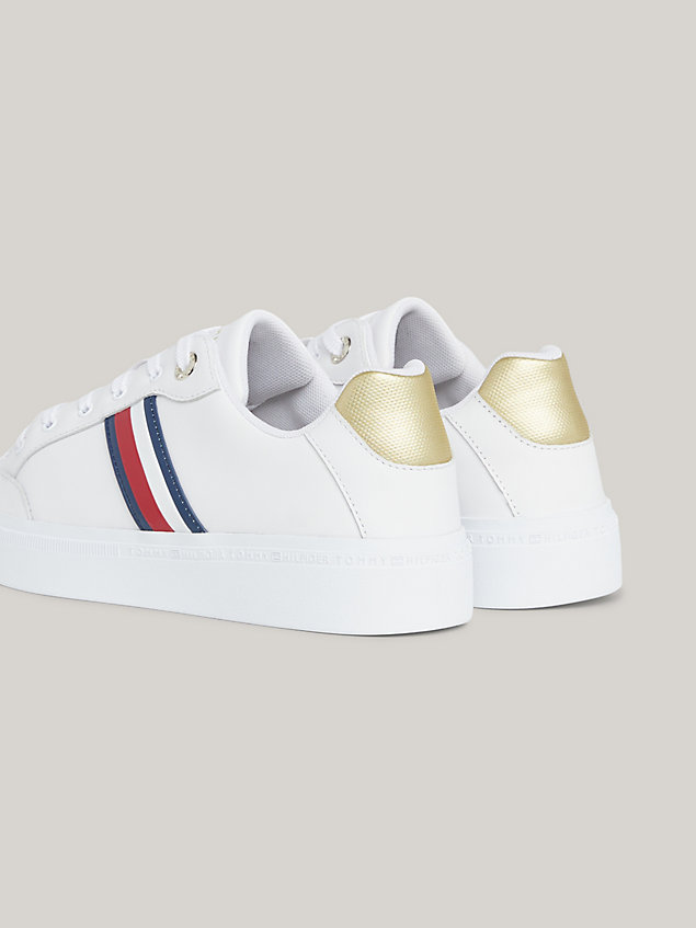 white global stripe elevated leather trainers for women tommy hilfiger