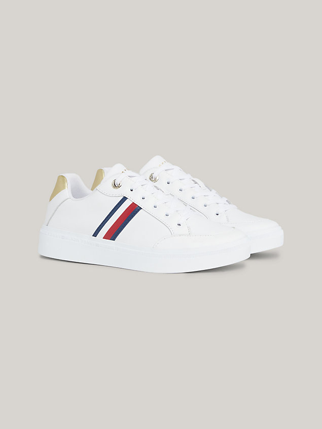 white global stripe elevated leather trainers for women tommy hilfiger