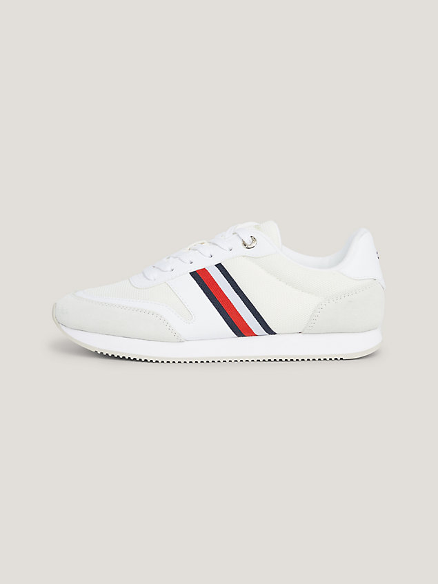 white essential global stripe runner trainers for women tommy hilfiger