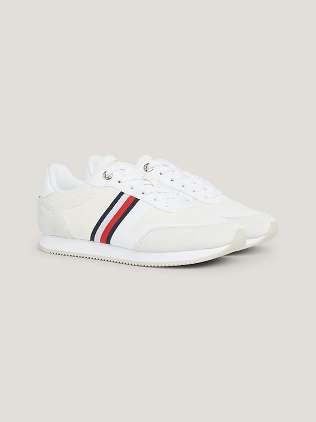 white essential global stripe runner trainers for women tommy hilfiger