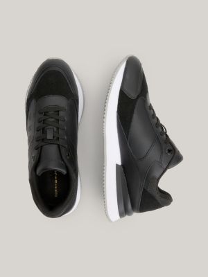 Elevated Leather Embossed Monogram Runner Trainers BLACK Tommy Hilfiger