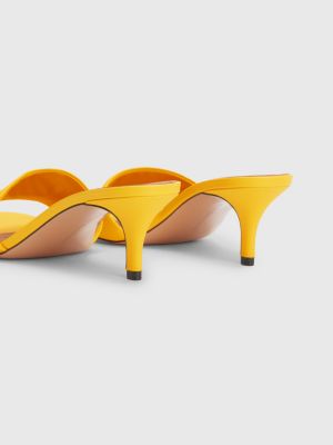 Elevated Leather Monogram Mid Heel Mules | YELLOW | Tommy Hilfiger