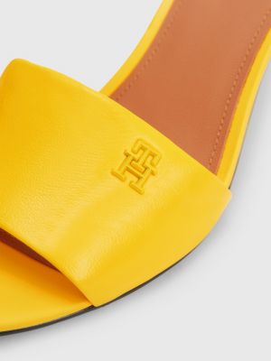 Elevated Leather Monogram Mid Heel Mules YELLOW Tommy Hilfiger