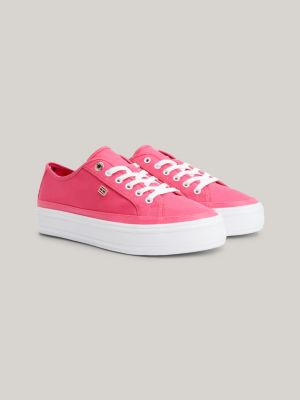 modus Samenwerken met Anoi Essential sneaker van canvas met vlag | ROZE | Tommy Hilfiger