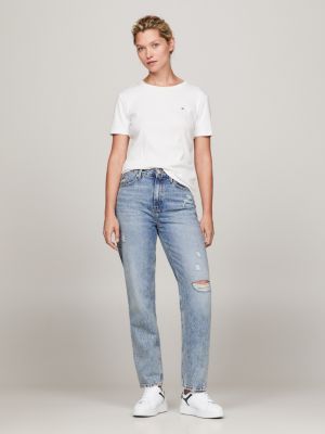 white court-sneaker aus leder mit th-monogramm für damen - tommy hilfiger