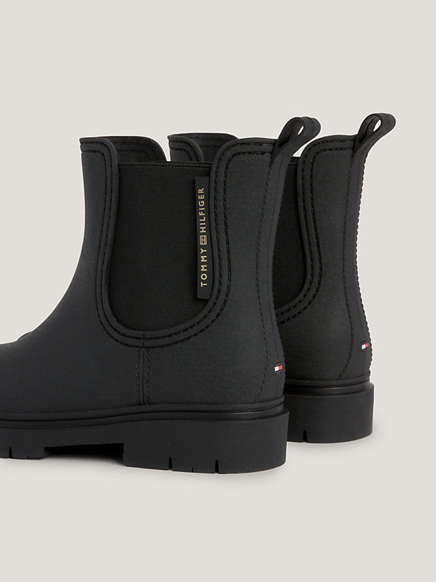 bottines de pluie essential crantées à logo black pour femmes tommy hilfiger