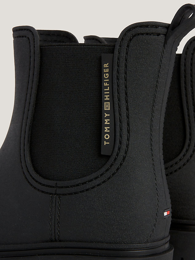 bottines de pluie essential crantées à logo black pour femmes tommy hilfiger