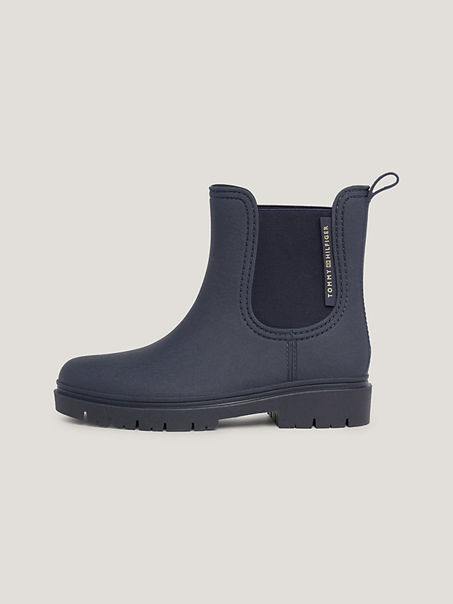 blue essential logo cleat rain boots for women tommy hilfiger