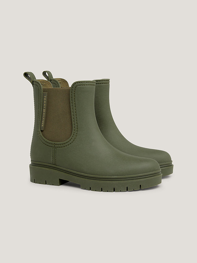 khaki essential logo cleat rain boots for women tommy hilfiger