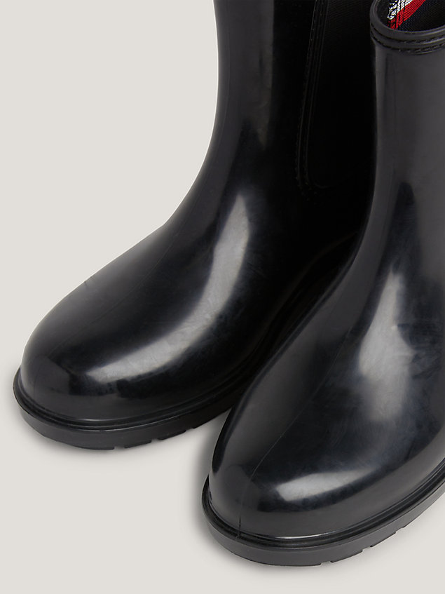 black signature elastic cleat rain boots for women tommy hilfiger