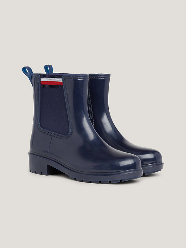 blue signature elastic cleat rain boots for women tommy hilfiger