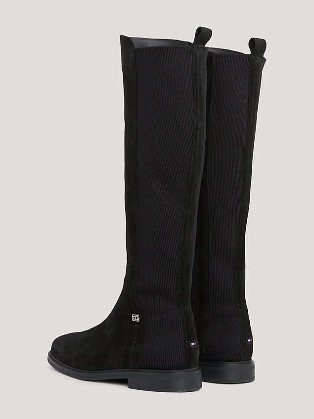 bottes hautes essential en daim black pour femmes tommy hilfiger