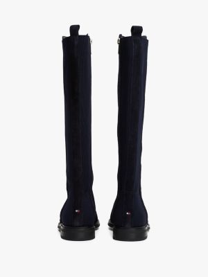 blau hoher wildleder-stiefel mit reißverschluss für damen - tommy hilfiger