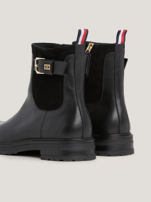 Essential Leather Buckle Ankle Boots Black Tommy Hilfiger