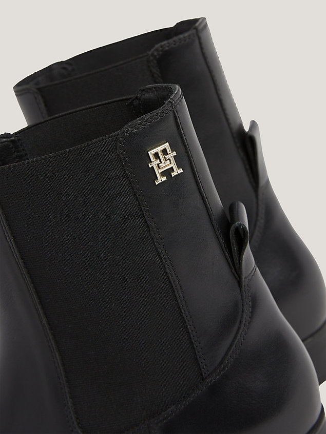 bottines elevated essential en cuir black pour femmes tommy hilfiger