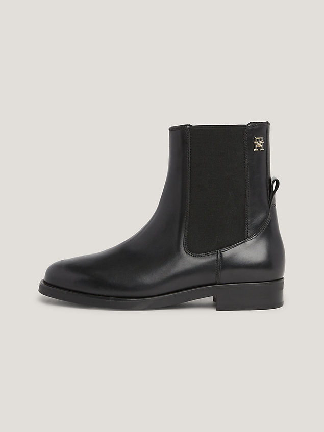 black elevated essential leather ankle boots for women tommy hilfiger