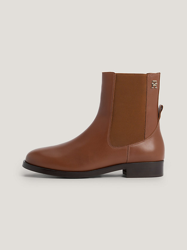 brown elevated essential leather ankle boots for women tommy hilfiger