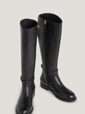 Elevated Essential Leather Knee High Boots Black Tommy Hilfiger