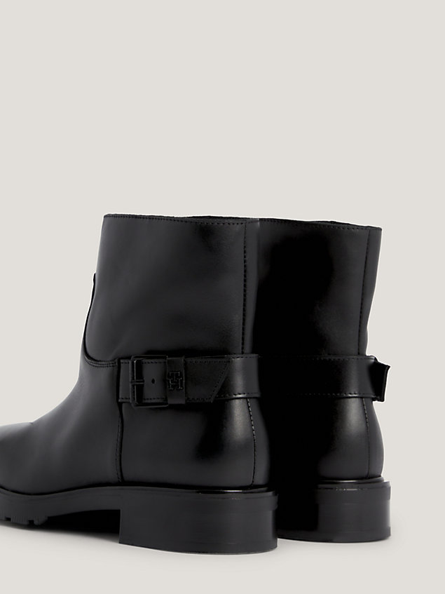 black leather low biker boots for women tommy hilfiger